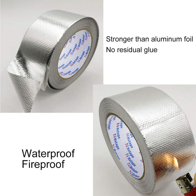 Hxtape Glass Fiber Cloth Aluminum Tape, Silver, (6mil x 2" x 66ft) Perfect for HVAC, Sealing & Patching Hot & Cold Air Ducts, Metal Repair Duct Tape, Professional Grade. - Image 3